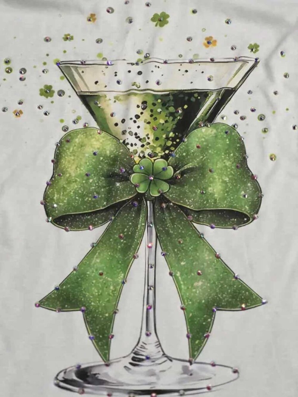Shamrock Martini with Rhinestones - Picture 2 of 2